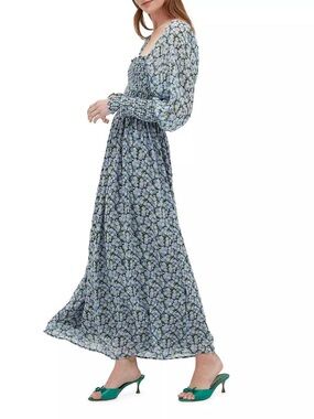 Hill House Grace Maxi Nap Dress in Blue Pansy, Multi Georgette - Size XS